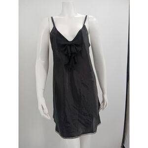 Vintage Oscar De La Renta Womens Black Chemise Nightgown Ruffle Size L